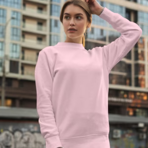 Women Light Pink Solid Boxy Sweatshirt view