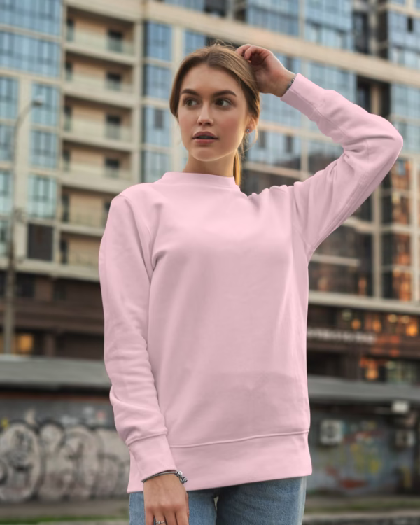 Women Light Pink Solid Boxy Sweatshirt view