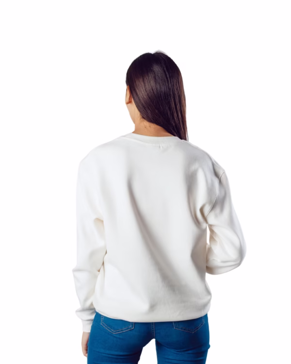 Women White Solid Boxy Sweatshirt back