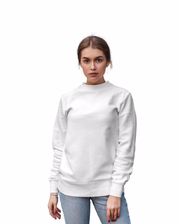 Women White Solid Boxy Sweatshirt main