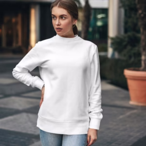 Women White Solid Boxy Sweatshirt side