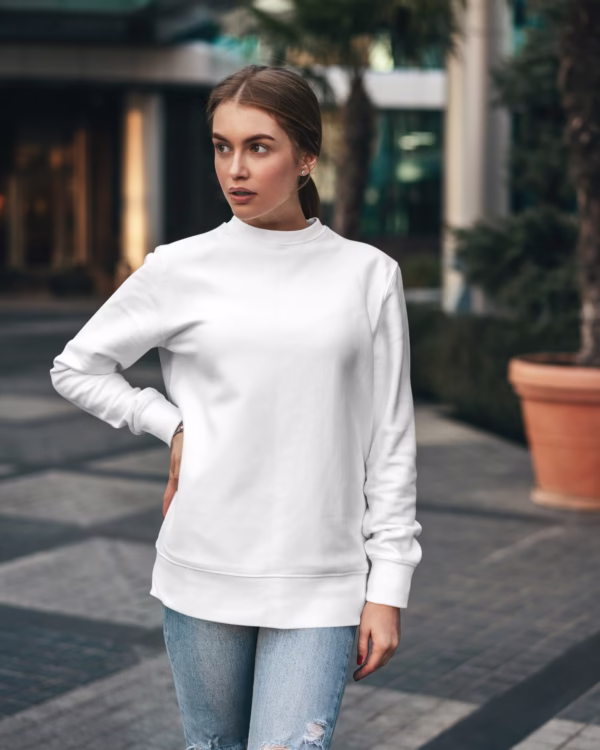 Women White Solid Boxy Sweatshirt side