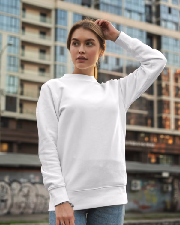 Women White Solid Boxy Sweatshirt View