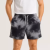 Men Tie and Dye White Black Cotton Shorts Front