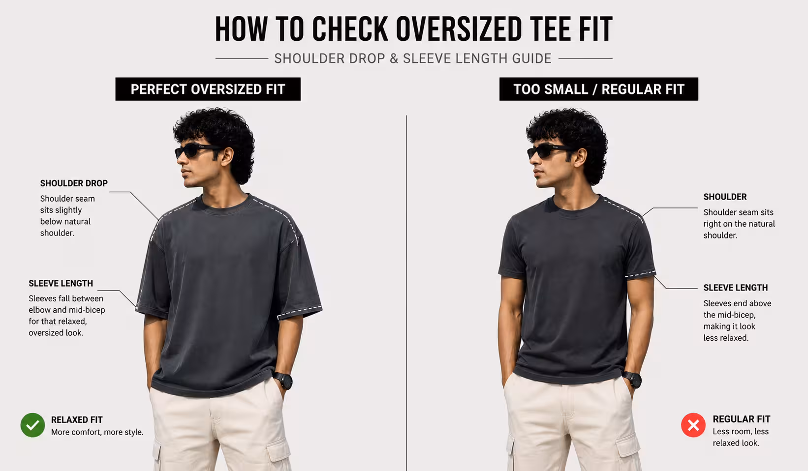 how to check oversized tee fit